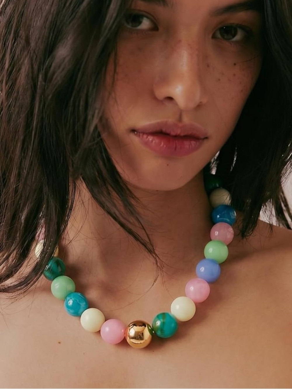 New! Coastal Pastel Beaded Chunky Dopamine Necklace (4002) NWOT